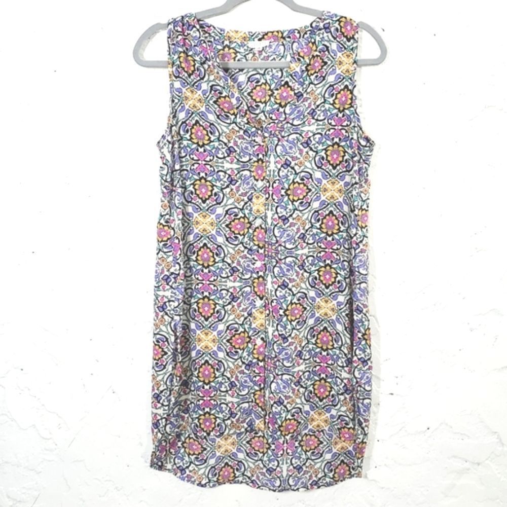 4x25 Spence floral mandala sleeveless button down high low long blouse t…
